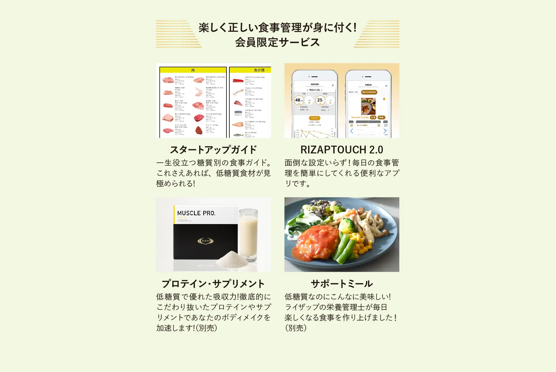 楽しく正しい食事管理が身に付く!会員限定サービス