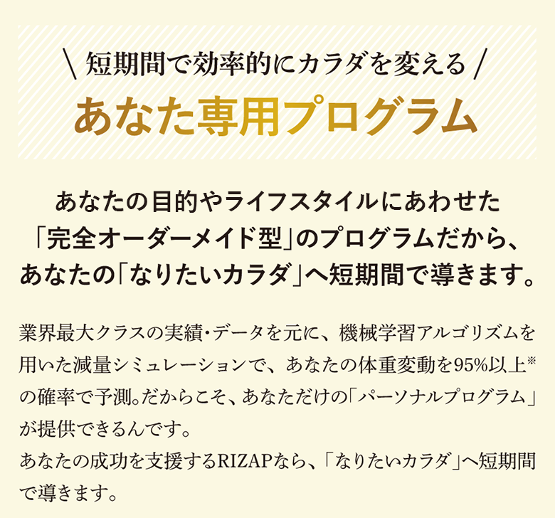 短期間で効率的にカラダを変えるあなた専用のプログラム
