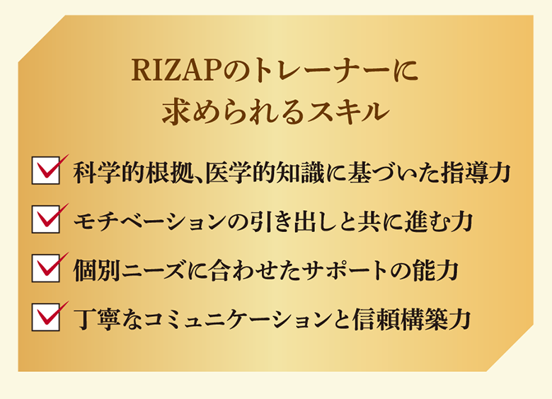 RIZAPのトレーナーに求められるスキル