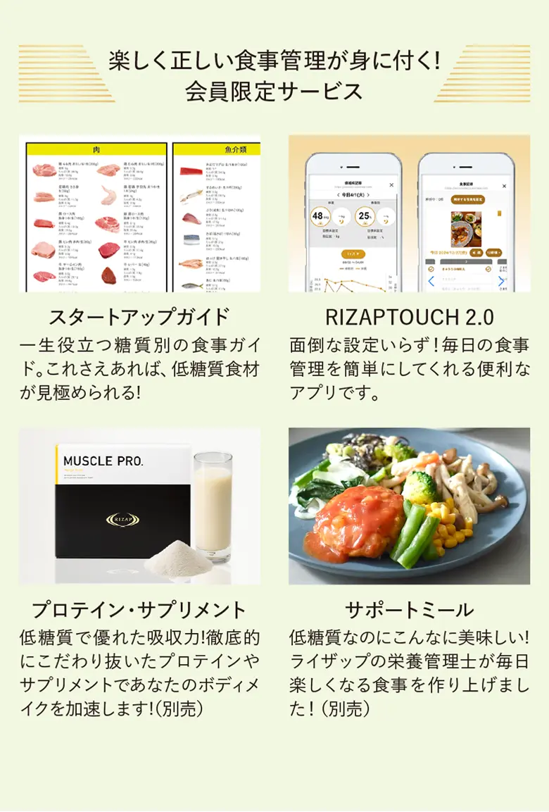 楽しく正しい食事管理が身に付く!会員限定サービス