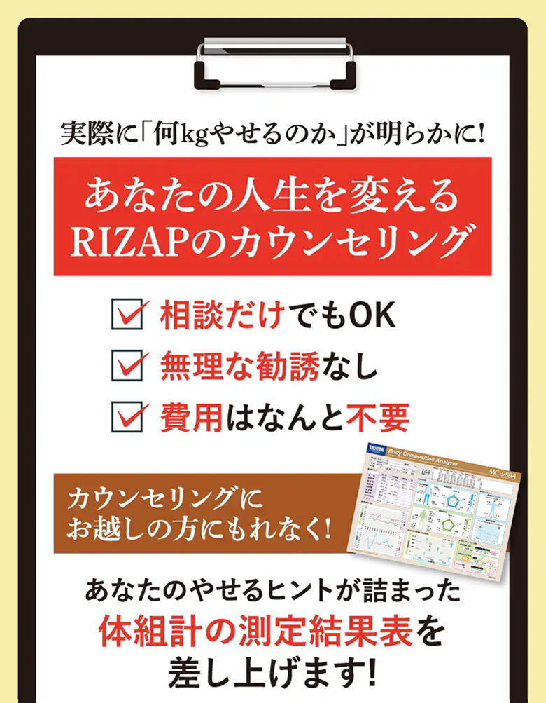 あなたの人生を変える<br>RIZAPのカウンセリング