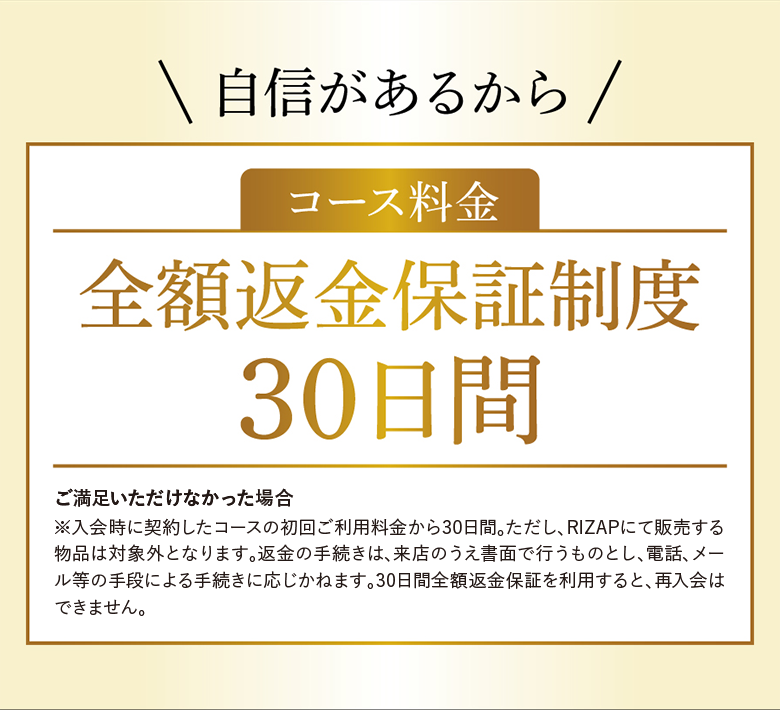 全額返金保障制度30日間