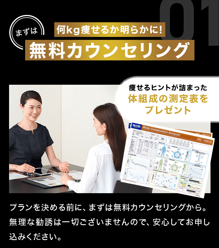何kg痩せるか明らかに！無料カウンセリング